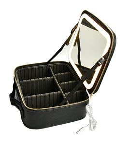 Female Cosmetic bag with LED Light Mirror Large Capacity Travel Portable Cosmetic Storage Bag Desktop Makeup Storage Box