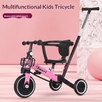 Tricycle multifonction 5-en-1 en métal pour enfants : poussette, vélo d'équilibre et chariot pour bébés de 4 à 6 ans