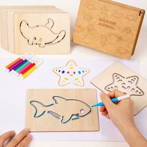 Kit de Dessin Animaux Mignons Dinosaures Insectes Créatures Marines : Apprenez à Dessiner Tout avec un Contenant en Bois - Product Image 5