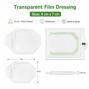Pansement adhésif médical transparent en PU, stérile, imperméable, désinfectant à l'ozone, pour fixation de canule IV, plâtre jetable pour perfusion - Product Image 2