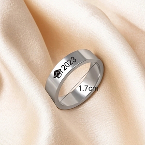 Bague de remise des diplômes bijoux argent noir capuchon diplômé en acier inoxydable bagues pour femmes hommes cadeau - Product Image 5