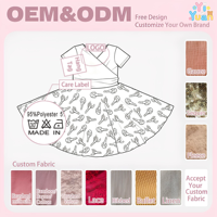 Robe d'été décontractée pour petites filles, à manches courtes, col en V croisé, imprimé homard personnalisé, en tissu doux tissé, coupe évasée