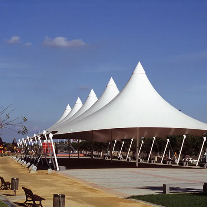 PVC çekme kumaş tente membran yapısı barınak parkı membran yapısı kumaş 950GSM alev geciktirici PVC branda