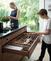 Gabinetes de Cocina Personalizados de Estilo Moderno Alemán, Panel de Madera de Pino, Melamina, Cajones con Cierre Suave, Resistentes al Agua, Bingkun CF-02 Easy