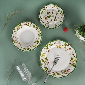 Vaisselle italienne vaisselle en céramique de porcelaine pour le mariage assiettes de luxe ensembles d'assiettes florales vintage - Product Image 1