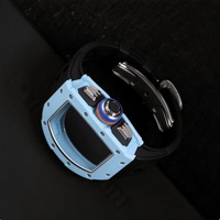 6501 Automatik-Chronograph, blaue Uhr mit Split-Seconden-Funktion, Skelett-Zifferblatt, Carbon, luxuriöse Herren-Alltagsuhr