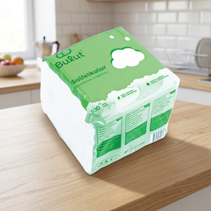 Servilletas de Papel Suave de 1 Capa Marca Bulut, 23x23cm, Blanco Escarchado, 100x40 Unidades, Estilo Bolsa, Uso Doméstico, Venta al Por Mayor - Product Image 2