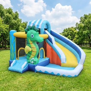 Château gonflable Hippocampe marin avec double toboggan en tissu Oxford épaissi pour jardin domestique et aire de jeux pour enfants - Product Image 3