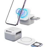 Station de charge sans fil magnétique 3-en-1 détachable et pliable pour téléphone, montre et écouteurs