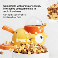 Jouet Distributeur Interactif de Friandises pour Chat en Forme de Canard Jaune Classique et Adorable, Distributeur Lent, Puzzle avec Fenêtre Transparente, Anti-Étouffement pour Chats et Chiens