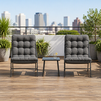 Ensemble de meubles de balcon pliants en fer, chaises rembourrées imperméables, table d'appoint, sièges de patio modernes pour l'extérieur