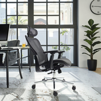 Chaise de bureau à dossier haut en maille avec appui-tête réglable et accoudoirs en T pour le travail sur ordinateur et la configuration de jeux