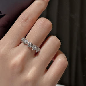 S925 Pure Silver Flower Ring Light Stylish Jewelry Antique Vintage Design Sweet Cool Small Flower Opening Ring Cut Inlay - Product Image 2