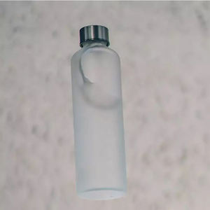 Botella de agua de vidrio esmerilado de borosilicato alto reutilizable de 500ml y 16oz, botellas de vidrio transparente para beber jugo con tapa de acero inoxidable - Product Image 6