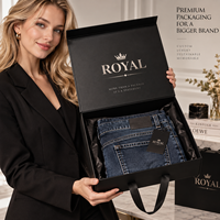 Boîte cadeau magnétique noire royale personnalisée avec logo et poignée en ruban, emballage rigide de luxe pour vêtements et chaussettes, faible MOQ
