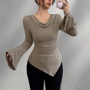 Maglione da donna lavorato <span class=keywords><strong>a</strong></span> <span class=keywords><strong>maglia</strong></span> transfrontaliero, lungo, casual, comodo, <span class=keywords><strong>con</strong></span> spalle scoperte e maniche <span class=keywords><strong>a</strong></span> farfalla, moderno, tinta unita, versatile - Product Image 6