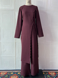 Ensemble 2 pièces élégant pour femme musulmane, tunique longue et pantalon ample, vêtements islamiques modestes, coupe classique avec boutons, collection 2026 – Grande vente - Product Image 5