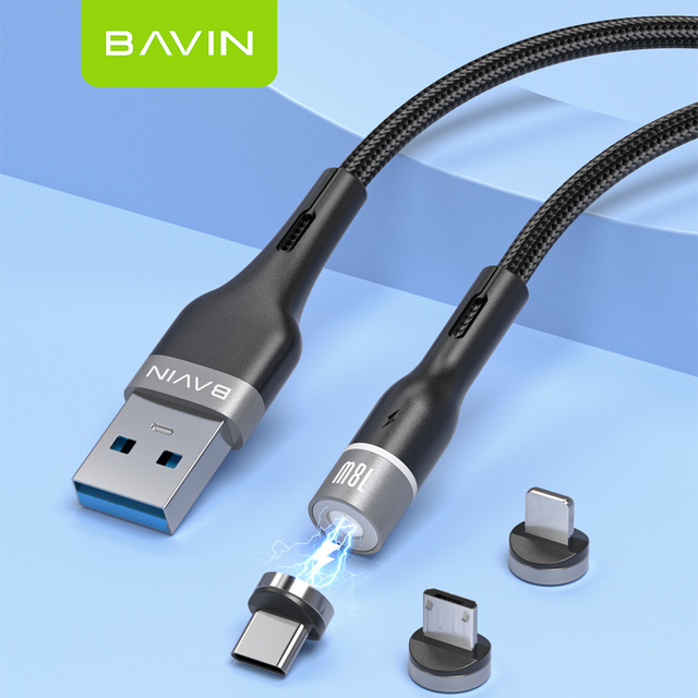 Bavin Factory Wholesale Nylon Braided 3 in 1 Mobile Fast Charging Data Cable With for Phone CB235