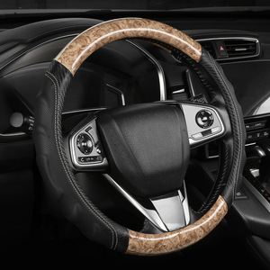 Funda para Volante de Madera de Durazno con Costuras de Fibra de Carbono, Cuero Artificial, Universal para las Cuatro Estaciones, Comercio Exterior - Product Image 3