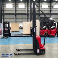 Chariot élévateur électrique WGZN en promotion, capacité 1,5 tonne, levée 1600-3500 mm, roues en PU, batterie au plomb-acide, transmission intégrale, déplaceur latéral électrique pour chariot élévateur