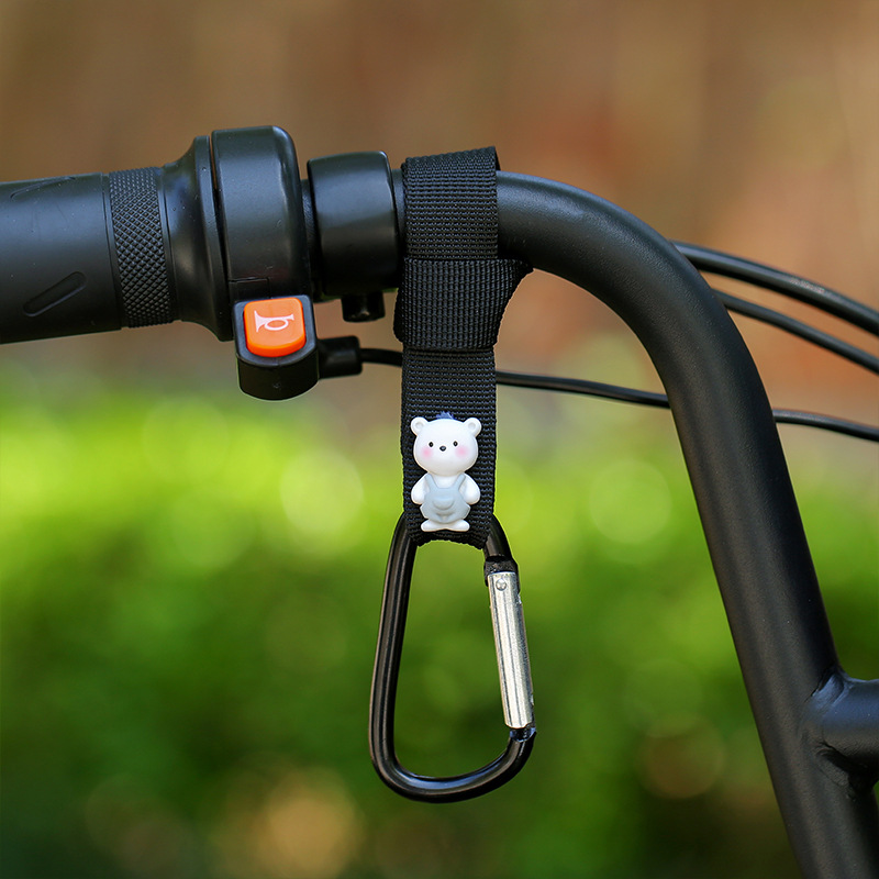 Ceinture bleue type d style ruban tissé noir avec ours blanc