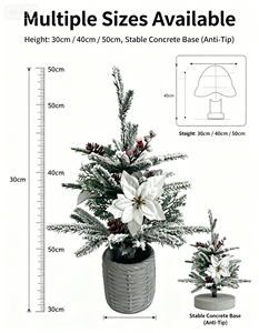 Mini sapin de Noël artificiel floqué avec poinsettias, pommes de pin et baies, <span class=keywords><strong>en</strong></span> <span class=keywords><strong>pot</strong></span>, pour la décoration de Noël à la maison, au bureau ou sur le bureau - Product Image 4