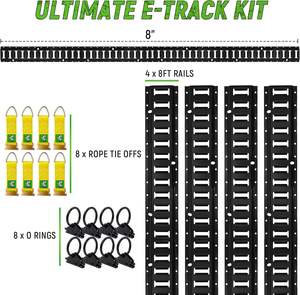 Lot de 20 rails <span class=keywords><strong>E</strong></span> <span class=keywords><strong>Track</strong></span> Kit 4x8 'Heavy Duty <span class=keywords><strong>E</strong></span> <span class=keywords><strong>Track</strong></span> Rails avec joints toriques et attaches de corde pour la fixation de la cargaison, du vélo et de la remorque - Product Image 3