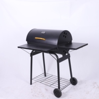 Barbecue à charbon d'extérieur extra long avec chariot et deux tables latérales, fumoir robuste pour le camping, les pique-niques et la cuisine en extérieur