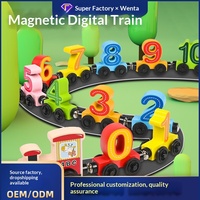 Train magnétique en bois avec petits chiffres pour les enfants de 2 à 4 ans - Jouet éducatif unisexe, taille personnalisée 28x19.5x7.5CM, rend l'apprentissage captivant
