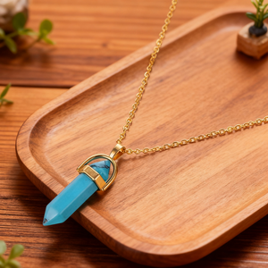 Kalung Kristal Alami Heksagonal Berlapis Emas 18K PVD Anti Karat Tahan Air, Liontin Kuarsa Alami Bentuk Heksagonal, Laris Manis - Product Image 4