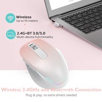 Ratón Inalámbrico RGB BT 2.4G de Modo Dual, Ratón Silencioso Recargable, Apto para Juegos, Oficina y Aprendizaje