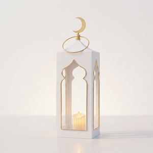 2027 Latest Modern Iron Ramadan Home Decoration Mosque Shape <b>Candle</b> <b>Lantern</b> with Crescent Moon - Product Image 3