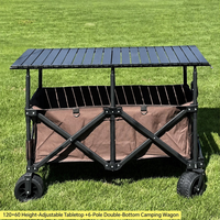 Chariot pliable d'extérieur à cadre en fer, base double en tissu durable, quatre roues pour une maniabilité fluide, idéal pour le shopping écologique