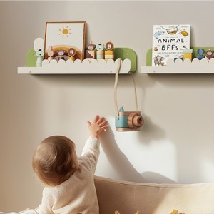 Estantería de pared con diseño de gatito, estantería de exhibición de libros para niños de 4 niveles, organizador de almacenamiento para habitación infantil, duradero - Product Image 3
