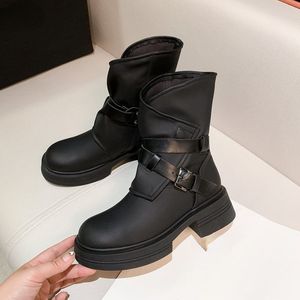 รองเท้าบูทหนังแท้คุณภาพสูงสำหรับผู้หญิง ฤดูหนาว/ฤดูใบไม้ร่วง - Product Image 2