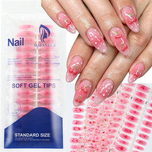 150 <span class=keywords><strong>faux</strong></span> <span class=keywords><strong>ongles</strong></span> roses cerise à presser, forme amande moyenne, en <span class=keywords><strong>gel</strong></span> souple préformé, avec pois blancs, pour un été doux et estival, pour femmes - Product Image 2