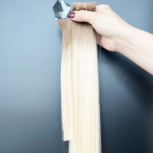 Extensions de cheveux humains vierges Remy, blondes racines, invisibles, à injection PU, super double trame, extrémités pleines, cuticules alignées - Product Image 2