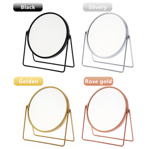 Cổ điển vàng đứng kim loại đứng hai mặt xoay 3x5x Độ phóng đại cá nhân sắt nghệ thuật trang trí cho mỹ phẩm gương - Product Image 2