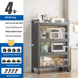 Gabinete de almacenamiento de despensa de 5 niveles con microondas para cocina, garaje, sala de estar para ropa, organización de herramientas, estantes para panaderos incluidos - Product Image 6