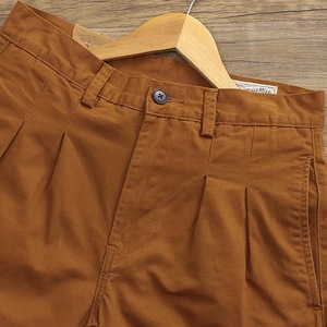 Pantalon kaki polyvalent de style workwear rétro plissé en twill Amikhaji <span class=keywords><strong>Ametora</strong></span>, 100% coton, coupe slim, décontracté, droit - Product Image 3