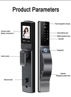 Serrure intelligente Wishome Wifi avec reconnaissance faciale, empreinte digitale, code, carte, serrure électronique intelligente, serrure de porte numérique intelligente