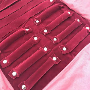 OEM ODM Luxury Fashion <b>Travel</b> <b>Jewelry</b> Case Foldable Double-Tier <b>Roll</b> Bag Organizer Velvet Durable Lightweight Necklace Bracelet - Product Image 2