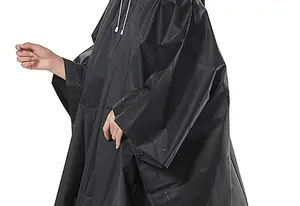 Custom Logo Waterproof EVA Raincoat Black Rain Poncho For Promotion Gift