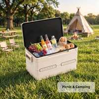 Glacière rigide pliable portable pour camping, transportable en véhicule, en PU, pour aliments et boissons froides