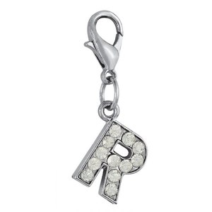 Ciondolo a forma di lettera R in cristallo con strass per la creazione di gioielli e la personalizzazione - Product Image 1