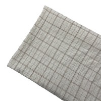 Tissu brocart tissé à carreaux petits, aspect lin, légèrement froissé, effet slub lavé, en stock direct usine