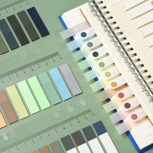 Marcadores de página de pestaña adhesiva de varios colores, pestañas de índice estético, notas adhesivas de página grabables con regla para marcar la página, clasificar archivo - Product Image 5
