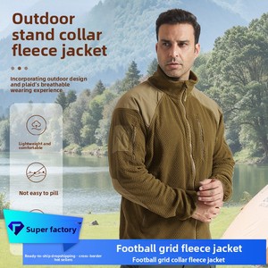 Football Lattice Fleece Sporty Plaid New Old Sports Outdoor Collar Tactical Grab Men's Charge Jacket Inner Liner <strong>Winter</strong> - Product Image 2