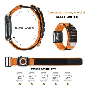 Correa Táctica Tejida CAOWTAN para <span class=keywords><strong>iWatch</strong></span> Series 8 7 6 5 3 para Apple Watch Ultra Band 49mm 45mm 41mm 40mm 38mm Correa Deportiva de Nailon - Product Image 6