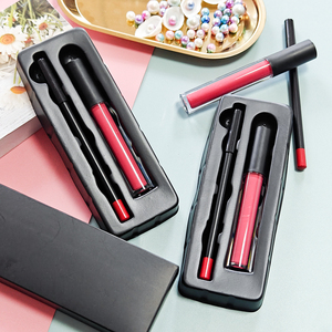 Lip Gloss Liner Matte beludru 2-in-1, Set lipstik cair tahan air dan tahan keringat tahan lama perlindungan penuh - Product Image 6